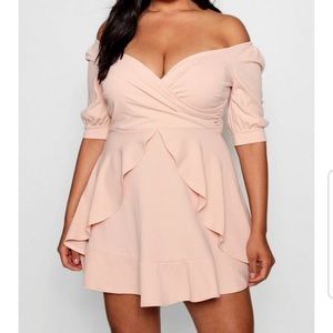 Blush Bardot Off Shoulder Skater Dress